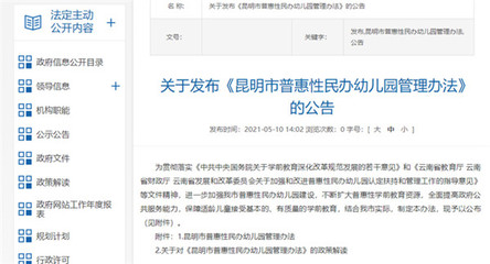 普惠性民办幼儿园如何管理?昆明发布管理办法